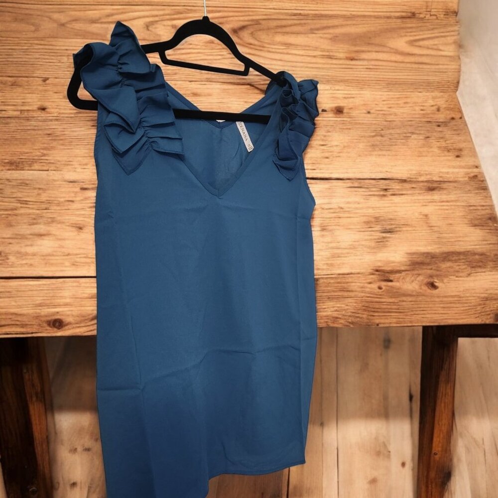 Zenana V-Neck Ruffle Sleeve Top Plus Size 1X 2X 3X NWT Boutique Style QT-2696X - Picture 6 of 8
